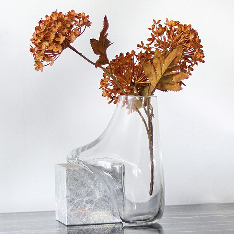 【ガラスアート】花器 ガラス フラワーベース 大理石 おしゃれ 花瓶 手作り 花入れ 一輪挿し 北欧 インテリア 水栽培 工芸品 Flower リビング 玄関 インテリア 雑貨 母の日 IwaiLoft