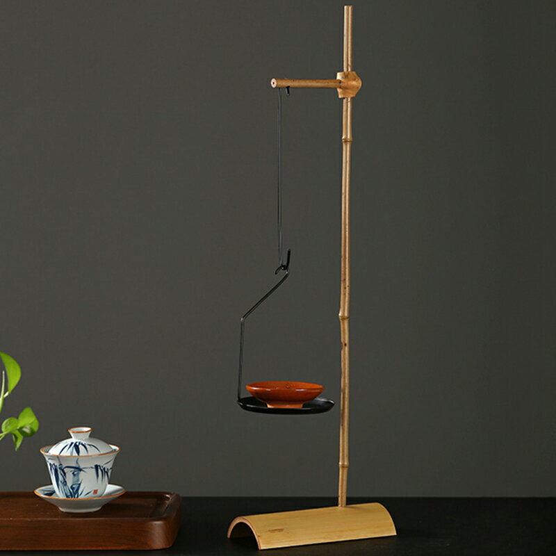 IwaiLoft 癒し キャンドルスタンド 竹製 吊るす オイルランプ レトロ 榫卯 ティーランプ 茶室 ランプスタンド 吊り下げ 線香立て 書斎　飾り 置き物 香油 アロマ 茶道 ティーウェア お茶 インテリア 仏教 教壇 香皿 雑貨(3)