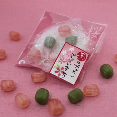 桜 スイーツ ありがとう 内祝い プチギフト あめいろこづつみ 【100袋】 メッセージ さくら お菓子