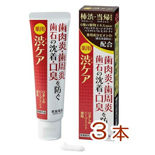 薬用歯磨き「薬用渋ケア100g」3本セット医薬部外品歯肉炎.歯周炎（歯周病）歯石の沈着.口臭を防ぐ！