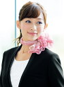 スカーフ シュシュ付き アレンジ簡単 100% ベージュ ブルー 青 ピンク オーキッド F オールシーズン 制服 オフィス 事務 事務服 企業制服 レディース...