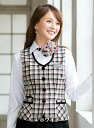 【5％OFFクーポン対象★4/25限定】【送料無料】ベスト チェック ホワイト 白 ピンク 5-25号 制服 オフィス 事務 事務服 企業制服 レディース オフィスユニフォーム ビジネス 仕事用かわいい アンジョア enjoie ジョ