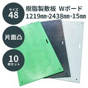 ウッドプラスチック 樹脂製敷板 Wボード48 4×8尺片面凸 1219mm×2438mm×15mm 板厚13mm 持ち手穴2・4 1枚/10枚セット カラー黒/灰/緑 ぬかるみ でこぼこ 農園 砂利 農道 あぜ道【メーカー直送】【代金引換不可】
