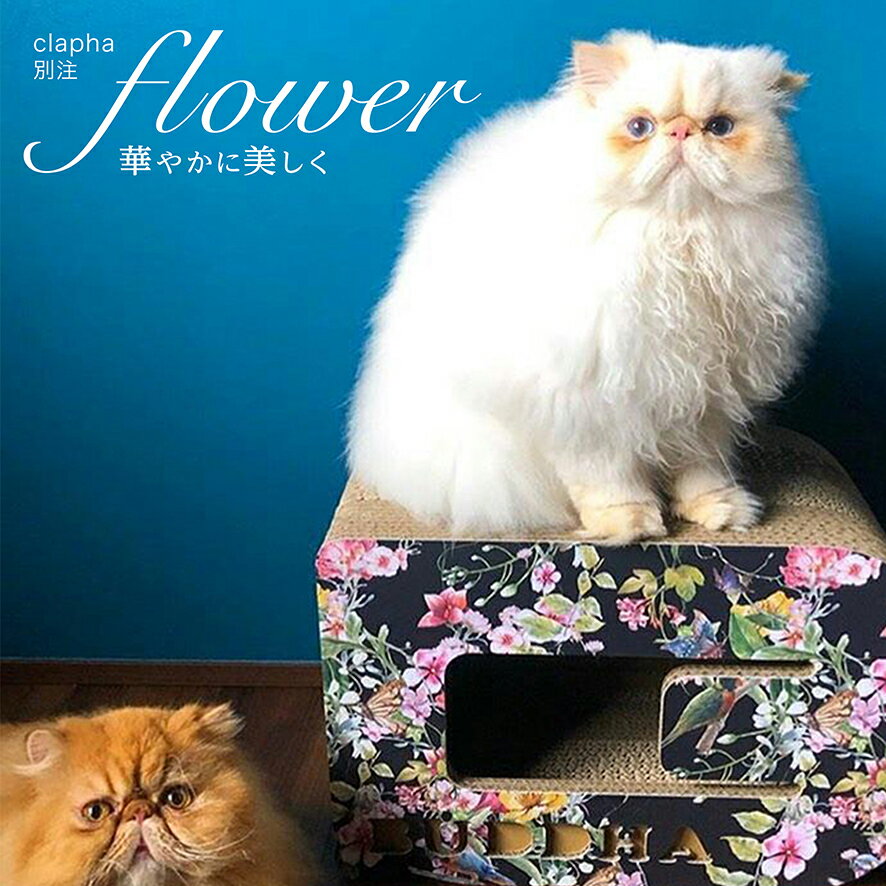 【 clapha 別注 】 送料／名入れ無料 猫 イニシャル 爪とぎ 名入れ 選べる カラー 花 フラワー 華やか 日本製 国産 オーダー カスタマイズ 手作り オリジナル 段ボール インテリア かわいい お…