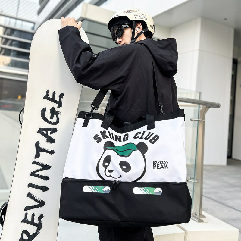 スノーボード 収納バッグ 大容量 干湿分離 スキー ブーツケース ブーツ ケース ナイロン製 ポリエステル製 スノーボードブーツ スキーブーツ バッグ ケース 巾着 メッシュ生地 スノボ ウィンタースポーツ ヘルメット ゴーグル グローブ などの収納にも