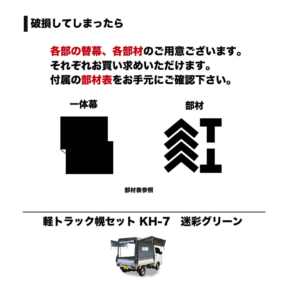 南栄工業　トラック用品　軽トラック　KH-7用　KH-7ME-GR　迷彩　グリーン　替幌　一体幕　4984665530002