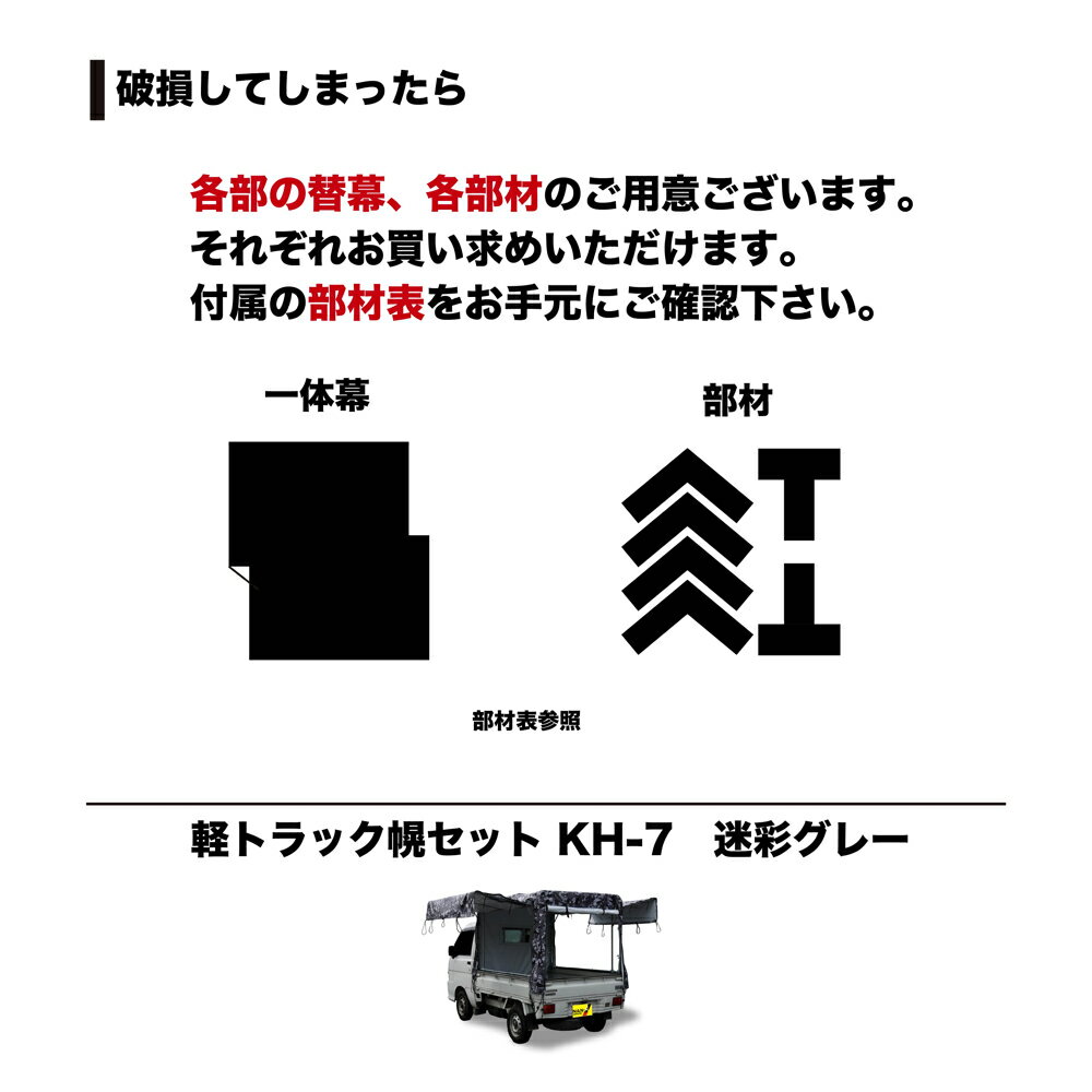 南栄工業　トラック用品　軽トラック　KH-7用　迷彩　グレー　替幌　一体幕　4984665530019