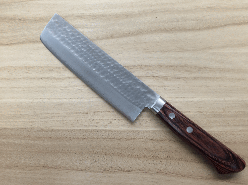 越前中庄 ステンレス DPゴールド鋼 薄刃 鎚目打ち 共口金 マホガニー柄 越前打刃物 日本製