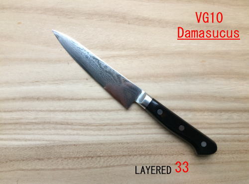 源明利 ステンレス VG10 ダマスカス 旋風 ペティ 150mm 積層鋼33層 VG10鋼 黒合板柄 共口金 越前打刃物 日本製 鍛造 手造り