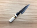 江戸菊水 黒打 貝サキ包丁 105mm 片刃 鋼付 朴柄 越前打刃物 日本製 鍛造(3)