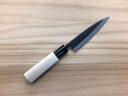 江戸菊水 黒打 貝サキ包丁 120mm 片刃 鋼付 朴柄 越前打刃物 日本製 鍛造