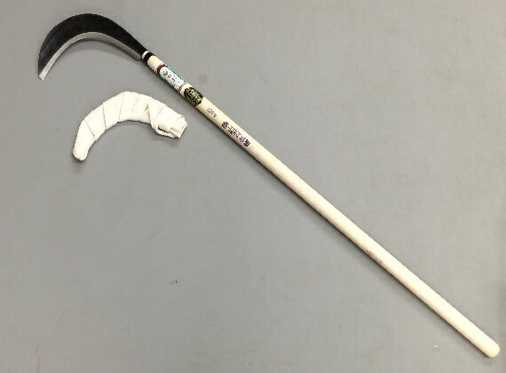 玉日本 勝山型 刈払鎌 60匁 230g 刃195mm 900mm丸柄 片刃 布鞘付 越前打刃物 日本製 手造り 鍛造