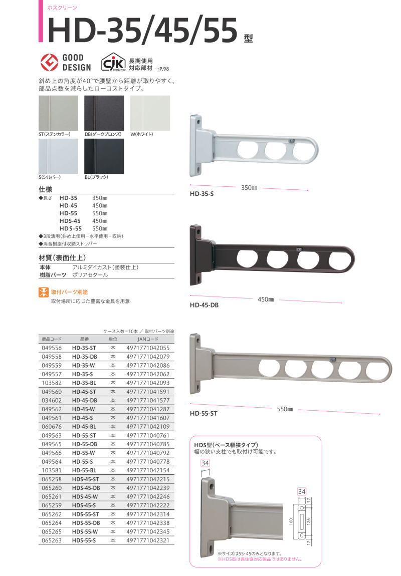 川口技研 腰壁用ホスクリーン HD-35-ST ステンカラー 【1本】 ローコストタイプ 350mm