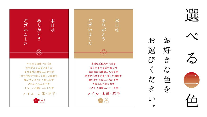 W009【片面/100枚】サンキューカード/ウェディングカード/プチギフト/結婚式/二次会にも カード 印刷 カラーありがとう 名入れ 感謝状