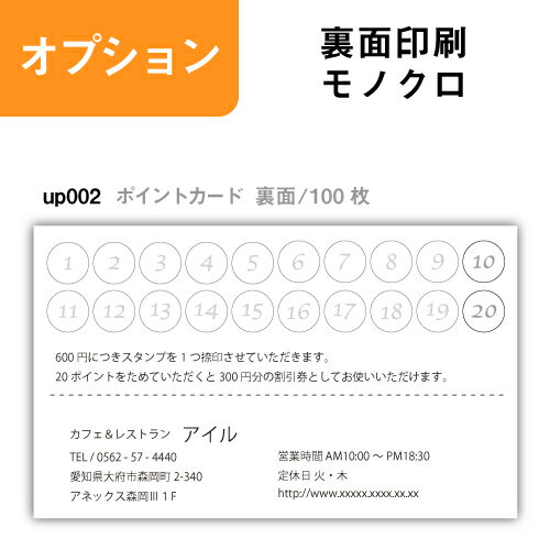 【セット商品】ポイントカード 【裏面/100枚】 名刺印刷　名刺作成 up002