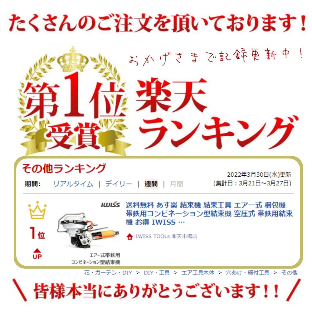 【LINE登録で300円OFF】 結束機 結束工具 エアー式 梱包機 帯鉄用コンビネーション型結束機 空圧式 帯鉄用結束機 お得 IWISS アイウィス バンド 幅19mm 厚みt0.40.6mm 2