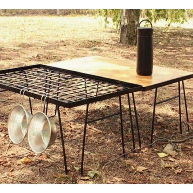 送料無料 あす楽 フィールドラック メタル キャンプ アウトドア テーブル 天板 ブラック 黒 マルチラック 収納ラック 収納ケース グラウンドラック メタルラック コンパクト 折りたたみ スタッキング バーベキュー キャンプ用品 ソロ 机 台 室内兼用