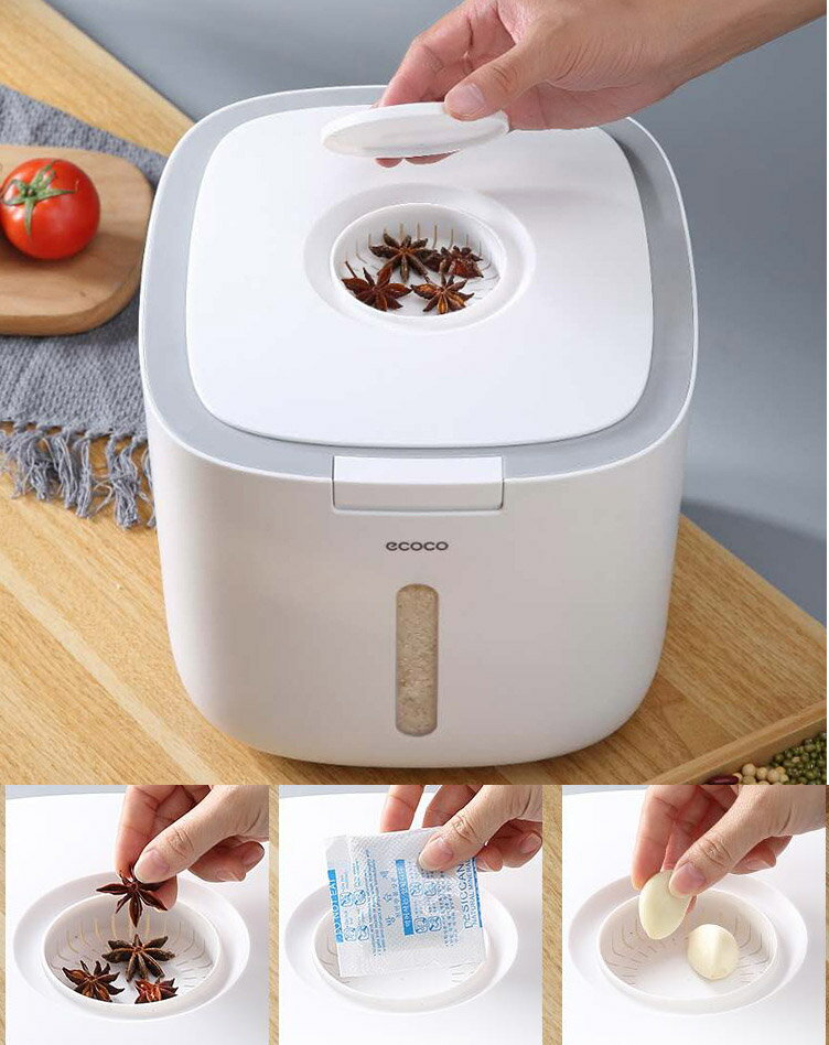 【2サイズ10kg・5kg】米びつ10kgお米収納おしゃれキッチン用品キッチン収納保存容器ライスボックスプラスチック防虫計量カップ付属害虫虫除け収納すき間ギフト贈り物こめびつインテリア生活雑貨台所用品衛生的グレーブラック送料無料海外直送