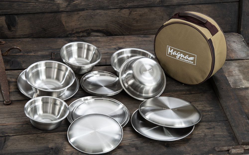 MAGNA(マグナ) SUS304 ステンレス食器セット キャンプ バーベキュー アウトドア ファミリーセット