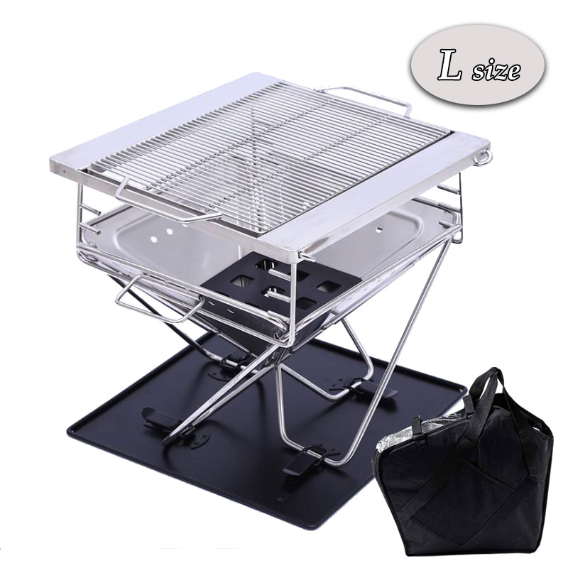 MAGNA(マグナ) ファイアグリル 高さ5段仕上げ 焚火台 L バーベキューコンロ スターターセット 収納ケース 焼網も ステンレス製 5-6人用