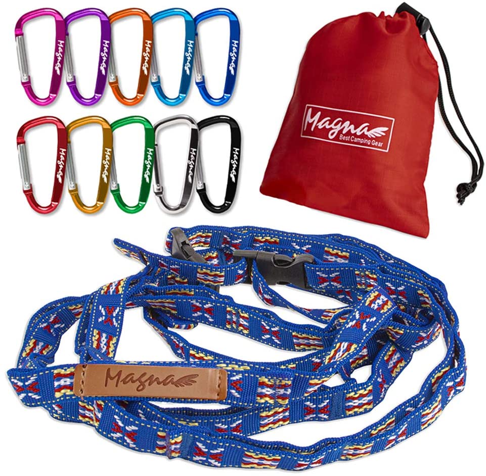 ハンギングチェーン 送料無料 カラビナ 10個付き デイジーチェーン キャンプ の小物整理に 250cmタイプ 青色