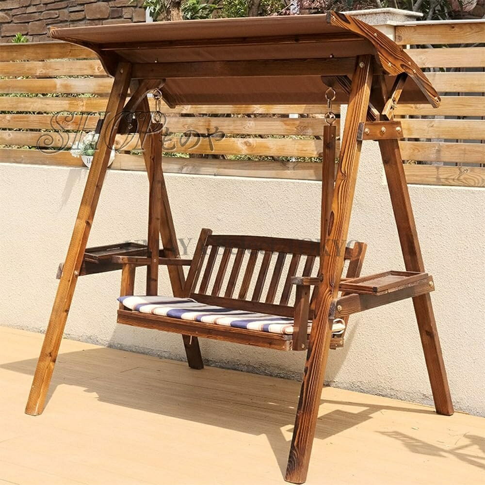 【商品名】ブランコ 木製 屋外 二人乗り ぶらんこ 屋根付き 2人用 庭 ガーデニング 大型 遊具 ガーデン 木製ベンチスイング 室内 ガーデンスイングチェア が付いている【価格】52999円【商品説明】? 【2つのポーチスイング】頑丈なスチール製スプリングロックにより、当社のブランコ木製は300KGの重量に耐えることができます。 2 人で快適にスイングして一緒にリラックスできる十分なスペースを備えたスイング ベンチは、スタイリッシュにリラックスし、究極の快適さでリフレッシュできる場所です。? 【丈夫で耐久性】この耐久性のある木製ブランコハウスの外装には、調節可能な日よけ、太陽や湿気から守る頑丈な木製構造、錆びない金属製の金具が付いています。着ていると傷がついてしまいました。? 【快適なスイングチェア】2人用スイングチェアは、リクライニングシート、肘掛け、リクライニング背もたれを備えており、アウトドアアクティビティをより楽しむことができます。側面に2つのテーブルがあり、食べ物、飲み物、電話、雑誌や本を、飛び出す心配なく置くことができます。? 【木製スイング】このエレガントな木製ベンチスイングで屋外スペースを強化し、天然木の美しさを特徴とし、周囲に素朴な魅力と静けさをもたらします。? 【注】このスイングは 2 つのパッケージで発送されます、すべての荷物が確実に届くようお願いします。同時に