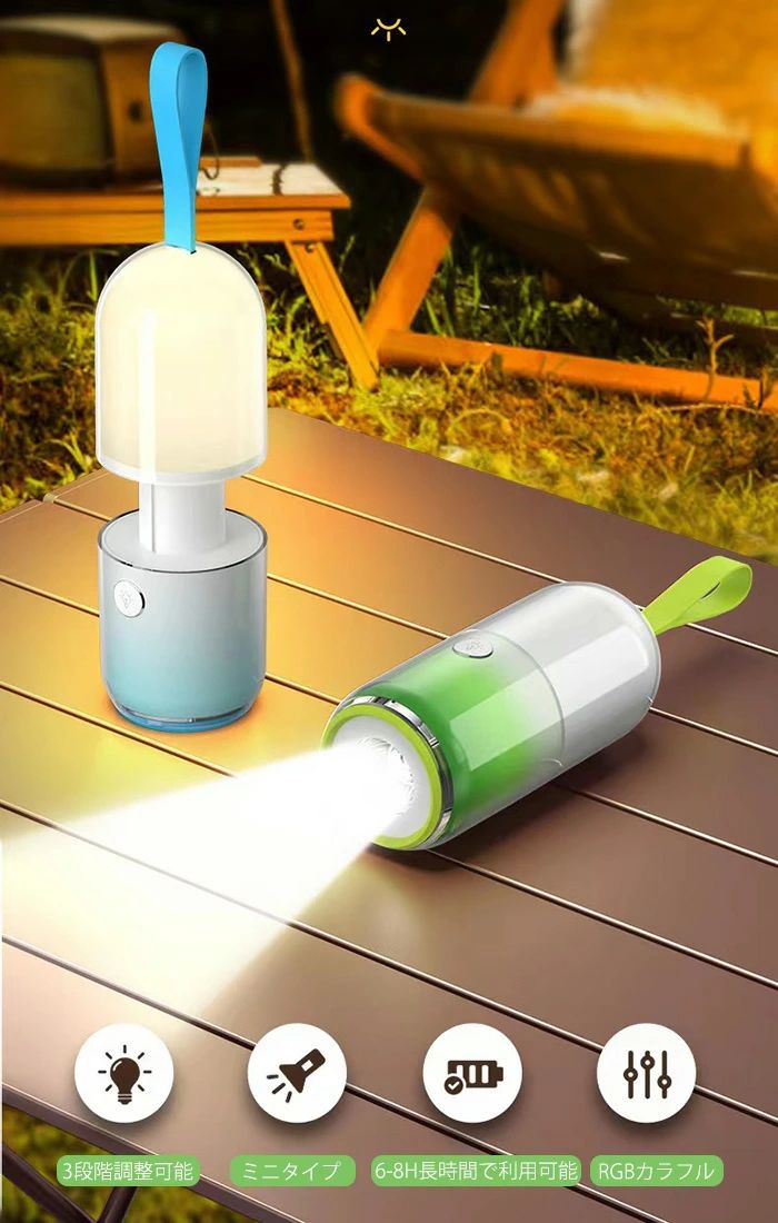 商品説明商品説明商品名：懐中電灯型番：K37輸入電圧：9V/2A 輸出電圧：9V/1.2Aライトパワー：1W懐中電灯パワー：1Wカラー：ブルー重さ：114g充電ケーブル：Type-Cサイズ：180*50*50cmライトモード：イエローライト、ホワイトライト、カラフルライト、SOS点滅機能：懐中電灯/キャンプライト/応急ライト/ナイトライト/雰囲気ライト電池：18650　1200mAh持続照明6-8時間注意事項対象年齢：6才以上●お子さまが使用する場合は、保護者の方が必ず一緒に使用してください。口の中には絶対に入れないでください。●誤飲の危険がありますので、3歳未満のお子さまには絶対に与えないでください。ゲーム機を分解したり改造しないでください。投げたり乱暴に扱うと破損の原因となりますのでおやめください在庫・発送について発送について●土日・祝日は休業日とさせて頂いております。●弊店は発送時間の指定を承っておりませんので、ご了承ください。在庫について●商品によっては、弊社運営の多店舗と在庫を共有しているものがございます。●ご注文頂くタイミングによっては、ホームページ上で在庫がある商品も欠品になる場合がございます。●入荷待ち/突然に在庫切れの商品に関しましては、別途メールにてご連絡差し上げます。●ご了承の上ご注文下さいます様お願い申し上げます。関連キーワード懐中電灯 懐中電灯充電式 懐中電灯 強力 防災 懐中電灯 小型 懐中電灯 手持ち 懐中電灯 ledライト 充電式 ledライト ミニライト 懐中電灯小型 led懐中電灯 懐中電灯充電式 手持ち懐中電灯ハンディライト USB 充電式懐中電灯 防水機能 停電 防災 キャンプ アウトドア 夜釣り