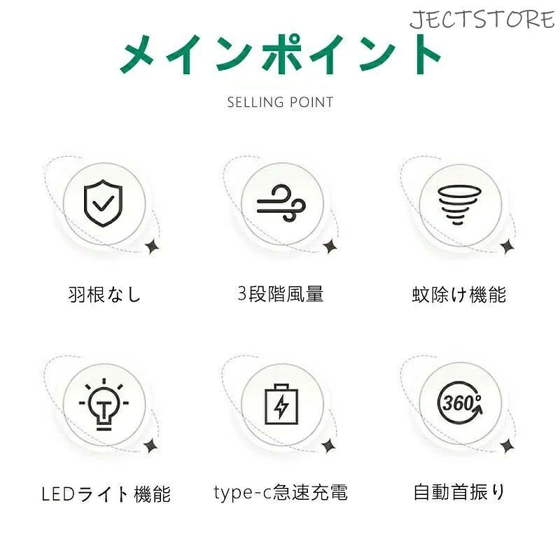 卓上扇風機 携帯扇風機 ミニファン ハンディファン 赤ちゃん 3段階風量 3600mAH 大容量 静音 安全 夏 寝室 大容量バッテリー 充電式 自動首振り 羽なし 扇風機 自動首振り 羽なし 扇風機 卓上 USB 充電式 - 2