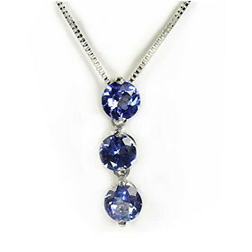 12月の誕生石 タンザナイト 誕生石スリーストーンネックレス トータル0.3ctのボリューム トリロジー ペンダント 天然石 ネックレス(4)