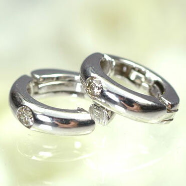 ピアリング イヤリング ダイヤモンド K18WG・ダイヤモンド0.1ct ピアリング