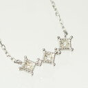 ダイヤモンド ネックレス K10WG・ダイヤ0.01ct 3ストーンペンダント(ネックレス)