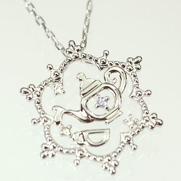 サファイア ネックレス K10WG・サファイア＆ダイヤ　ティーポットペンダント