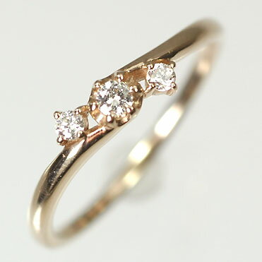 Pink Gold - ダイヤモンド リング スリーストーン K18PG・ダイヤ0.1ct（SIクラス・鑑別書カード付）　スリーストーンリング（指輪） ダイヤモンド指輪
