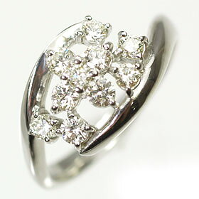 乐天商城 - ダイヤモンド リング K18WG・ダイヤモンド0.5ct　アニバーサリー10リング（指輪）【結婚10周年記念】【スウィート10石ダイヤモンド】ダイヤモンド指輪