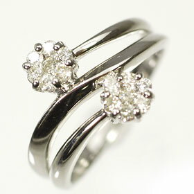 ダイヤモンド リング K18WG・ダイヤモンド0.30ct　ダブルフラワーリング（指輪） ダイヤモンド指輪