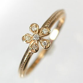 ダイヤモンド リング ピンクゴールド K18PG・ダイヤ0.04ct　フラワーリング（指輪） ダイヤモンド指輪