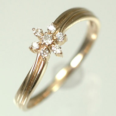 ダイヤモンド リング ピンクゴールド K18PG・ダイヤモンド0.08ct　フラワーリング（指輪） ダイヤモンド指輪