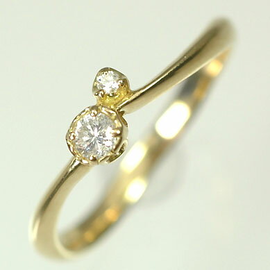 ダイヤモンド リング イエローゴールド K18YG・ダイヤモンド0.09ct　シンプルリング（指輪） ダイヤモンド指輪