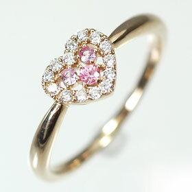 ダイヤモンド リング ピンクゴールド K18PG・ダイヤモンド0.11ct・サファイア　ハートリング（指輪） ダイヤモンド指輪