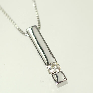 ダイヤモンド ネックレス K10WG・ダイヤ0.05ct スティックペンダント(ネックレス)