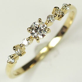 ダイヤモンド リング イエローゴールド K18YG・ダイヤ0.2ct（SIクラス・鑑別書カード付）7ストーンリング（指輪） ダイヤモンド指輪