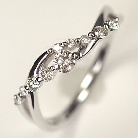 ダイヤモンド リング スウィートテン K18WG・ダイヤ0.3ct（SIクラス・鑑別書カード付）　アニバーサリー10リング（指輪）【結婚10周年記念】【スウィート10石ダイヤモンド】ダイヤモンド指輪