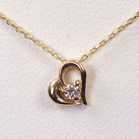 ダイヤモンドネックレス イエローゴールド K10YG・ダイヤモンド0.03ct　ハートペンダント