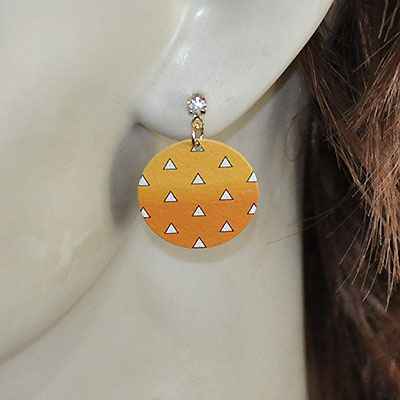 最終処分！880円→100円（税別）！アクセサリーメーカーが作った人気の和柄ピアス♪和柄ラウンドプレートピアス（鱗模様）（チタンポスト） 人気柄ピアス