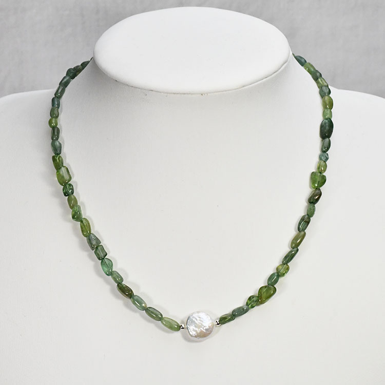 最終処分！4800円→2280円（税別） グリーンガーネット 淡水パール シルバー925 ネックレス 天然石 ビーズネックレス チョーカー パワーストーン