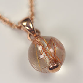 【即納】【現品処分】【メール便対応】【送料無料】【88%OFF】レッドルチル×シルバー925(K18GP)丸玉ペンダント【smtb-m】