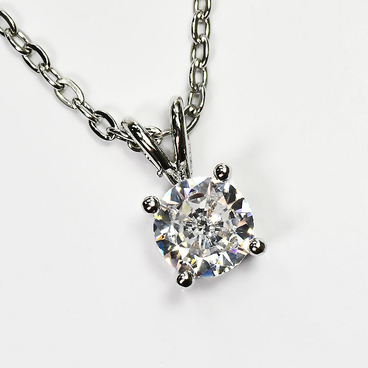 1カラットのCZが輝く ソリティアネックレス キュービックジルコニア