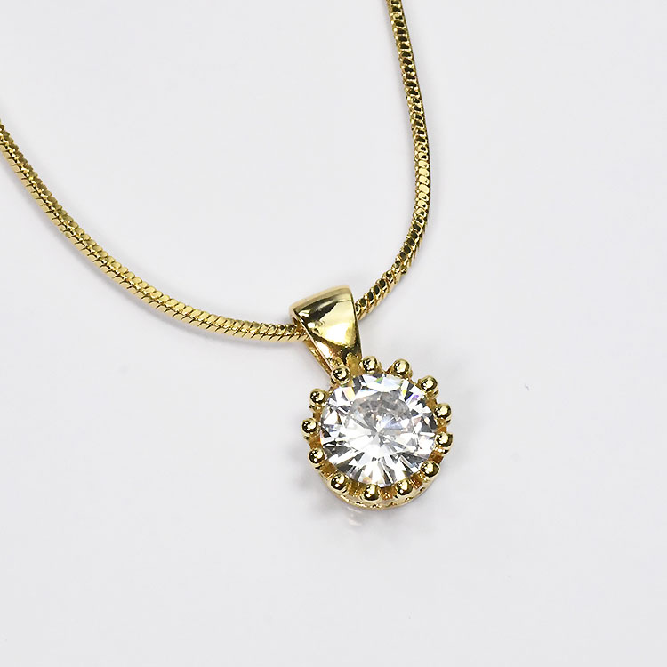 CZ 大粒クラシカルネックレス イエローゴールド キュービックジルコニア