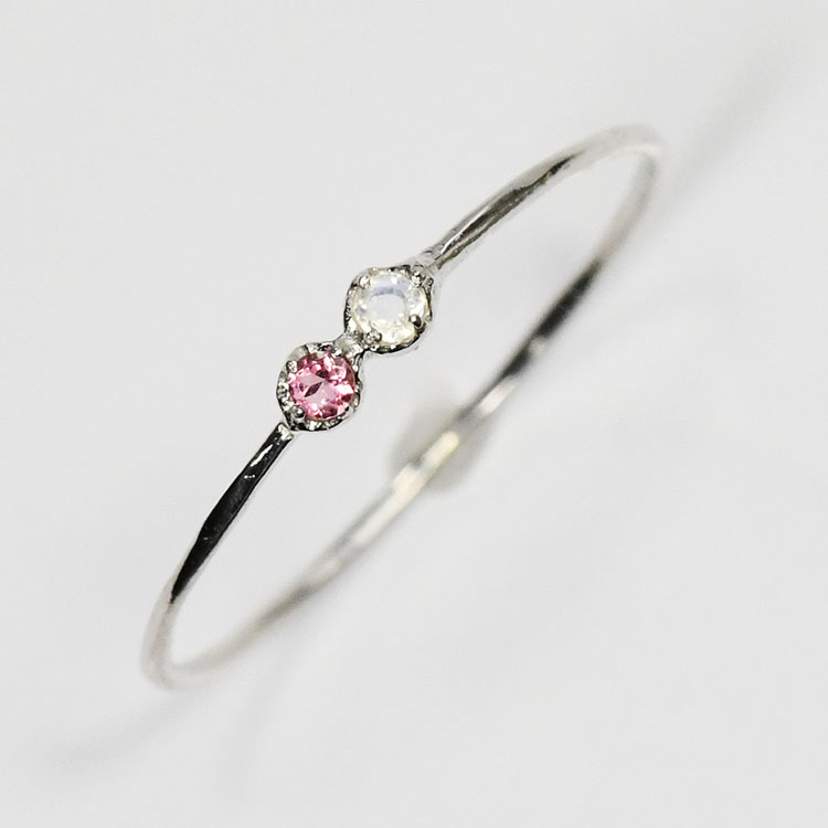 【絆田製作所】自分だけのオリジナルが作れる 2ストーンリング 細タイプ クラシカルハーモニー指輪 誕生石リング 選べる誕生石 選べる地金カラー 天然石