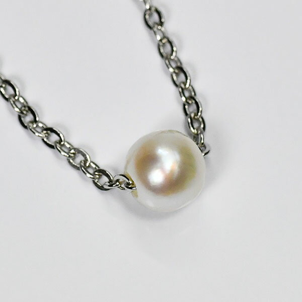 【お一人様一点限り】アコヤ真珠 ネックレス 6mm-6.5mm プラチナカラー 本真珠 一粒ネックレス アコヤパール 日本製…